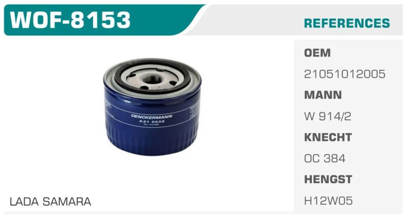 WINKEL WOF8153 — YAĞ FİLTRESİ R9 R12 Koli: 24 Ad.