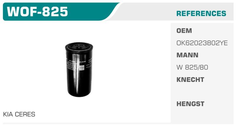 WINKEL WOF825 — YAĞ FİLTRESİ CERES İNCE TİP Koli: 24 Ad.