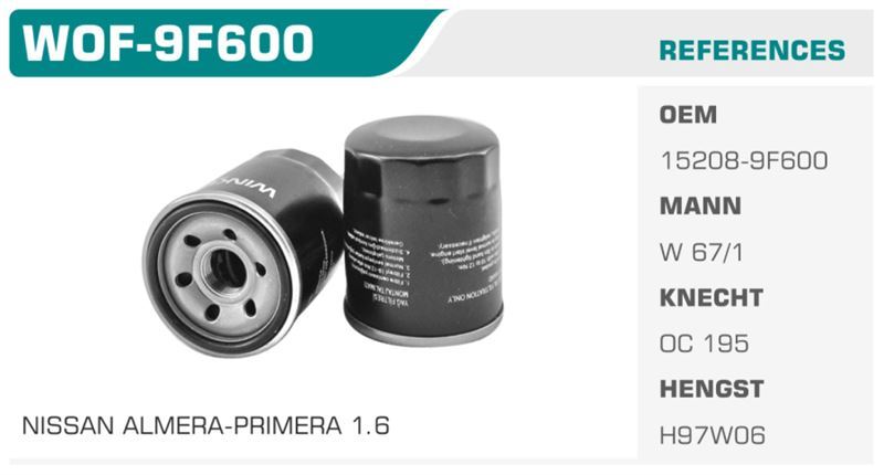 WINKEL WOF9F600 — YAĞ FİLTRESİ PALIO ALBEA DOBLO BRAVA STILO PUNTO / MITO / CLIO III MEGANE III LAGUNA III SCENIC III