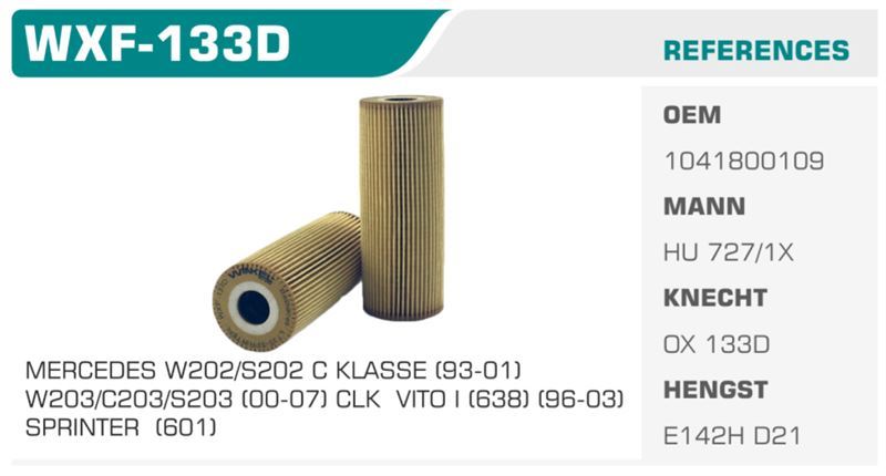 WINKEL WXF133D — YAĞ FİLTRESİ LT28-35 LT46 / ACTYON I KYRON REXTON SPORTS / SPRINTER VITO 2.0 XDI 2.7 XDI ECO MANN TİPİ