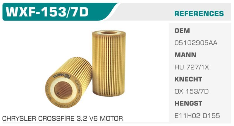 WINKEL WXF1537D — YAĞ FİLTRESİ VIANO 03> VITO ECO MANN TİPİ Koli: 50 Ad.