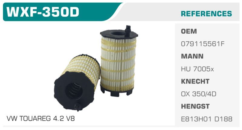 WINKEL WXF350D — YAĞ FİLTRESİ TOUAREG / A4 A5 A6 A8 Q7 Koli: 50 Ad.