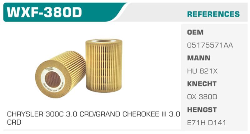 WINKEL WXF380D — YAĞ FİLTRESİ MERCEDES C E M SERİ SPRINTER VIANO VITO / 300 C Koli: 50 Ad.