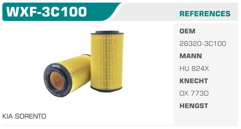 WINKEL WXF3C100 — YAĞ FİLTRESİ SONATA V / SORENTO 02> 3.3 V6 Koli: 50 Ad.