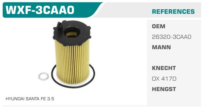 WINKEL WXF3CAA0 — YAĞ FİLTRESİ SANTA FE 3.5 Koli: 50 Ad.
