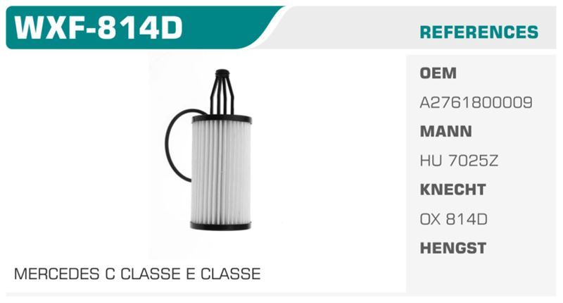 WINKEL WXF814D — YAĞ FİLTRESİ MERCEDES C350CGI C400 C450 CL500 CLS350 400 500 Koli: 50 Ad.