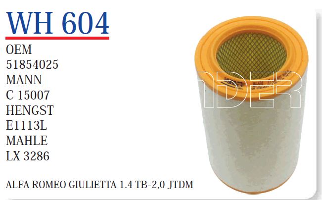 WUNDER WH604 — ALFA GİULİETTA (940) 1,4 TB-2,0 JTDM 16 V