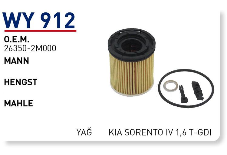 WUNDER WY912 — SORENTO IV 1,6 T-GDİ YAĞ FİLTRESİ